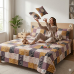 Digital Print Premium Cotton Geometric Bedsheet