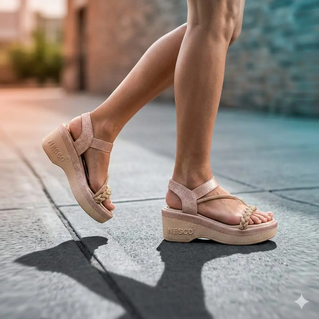 Golden Braided Wedge Sandal