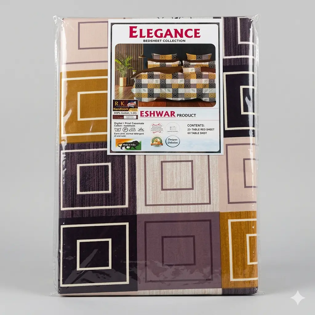 Digital Print Premium Cotton Geometric Bedsheet