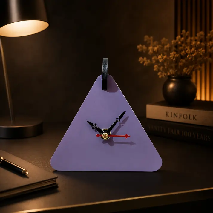 Modern Triangle Table Clock | Geometric Decorative Table Clock for Home, Office & Study Desk
