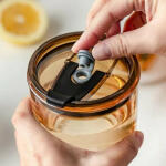 Glass Tumbler with Straw and Lid Portable Juice Coffee Cup