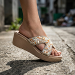 Premium Gold Glitter Knotted Sandals