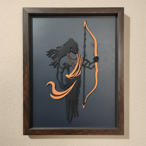 Handcrafted Multi-Layer Wooden Lord Ram Wall Art – 3D Laser Cut Shri Ram Divine Frame
