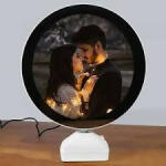 Customized Round LED mirror Photo Frame Lamp with White Base