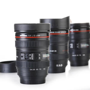 Camera Lens Shaped Coffee Mug Flask With Lid