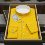 Men's Premium Sunshine Yellow Geometric Embroidered Kurta