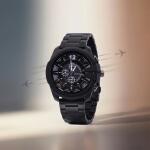 Premium Black Analog Chronograph Style Wrist Watch for Men