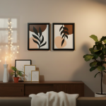 Modern Abstract Leaf Wall Art Frames | Minimalist Botanical Wall Decor Set of 2