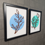 Minimalist Botanical Line Art Wall Frames | Modern Leaf Outline Wall Decor Set of 2