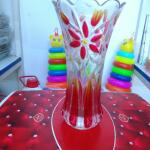 Hand-Painted Floral Scalloped Glass Vase