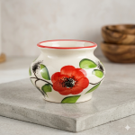 Hand-Painted Floral Artisan Ceramic Jar