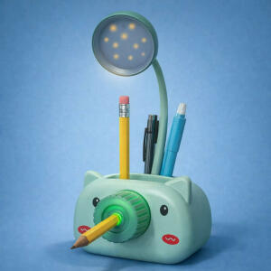 Kids LED Desk Lamp with Pencil Sharpener & Pen Holder Study Light