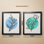 Minimalist Botanical Line Art Wall Frames | Modern Leaf Outline Wall Decor Set of 2