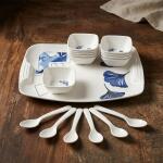 Ceramic Dinner Set with Serving Bowls, Plates & Spoons 40 Pc