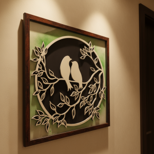 Handcrafted Wooden Bird ( Sparrow ) Wall Art – Minimal Bird Hanging Showpiece