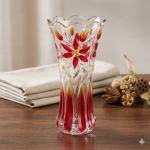 Hand-Painted Floral Scalloped Glass Vase