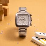 Premium Square Dial Silver Metal Strap Analog Wrist Watch for Men