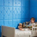 Self Adhesive 3D Foam Wall Panel Cushion Wallpaper ( Blue )