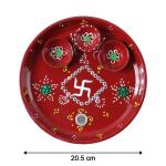 Hand-Painted Decorative Pooja Thali with Ganesha Motif and Diyas
