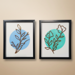Minimalist Botanical Line Art Wall Frames | Modern Leaf Outline Wall Decor Set of 2
