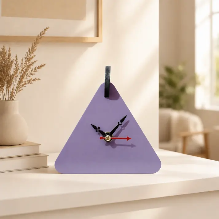 Modern Triangle Table Clock | Geometric Decorative Table Clock for Home, Office & Study Desk