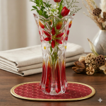 Hand-Painted Floral Scalloped Glass Vase