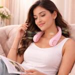 Portable Rechargeable Neck Fan (1 Pc, Pink Color)