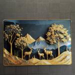 Luxury Golden Deer Mountain Landscape Wall Art Frame Home Decor