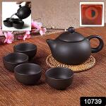Premium Black Clay / Ceramic Tea Set with Teapot & 4 Cups