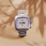 Premium Square Dial Silver Metal Strap Analog Wrist Watch for Men