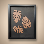 Luxury 3D Monstera Leaf Wall Art Frame | Modern Tropical Wooden Wall Decor