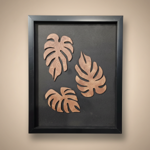 Luxury 3D Monstera Leaf Wall Art Frame | Modern Tropical Wooden Wall Decor