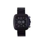 Matte Black Square Dial Metal Strap Analog Wrist Watch for Men
