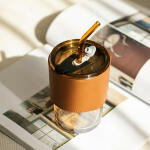 Glass Tumbler with Straw and Lid Portable Juice Coffee Cup