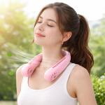 Portable Rechargeable Neck Fan (1 Pc, Pink Color)