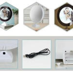 Customized Round LED mirror Photo Frame Lamp with White Base