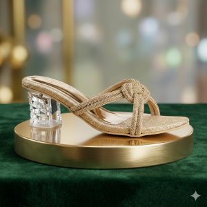 Luxurious Crystal Block Heel Sandals