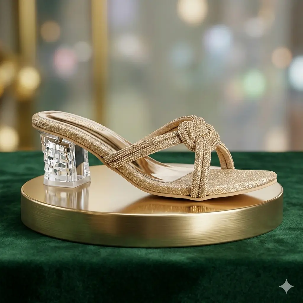 Luxurious Crystal Block Heel Sandals