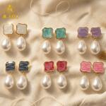 Elegant Handcrafted Pearl Tilak Earrings Set of 6