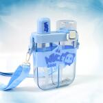 2in1 Dual Compartment Water Bottle with Straw & Adjustable Shoulder Straps (1 Pc/Multi color)