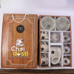 Elegant Ceramic Tea Set with Teapot, 6 Cups and Serving Bowls for Home Dining & Serving