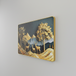 Luxury Golden Deer Mountain Landscape Wall Art Frame Home Decor