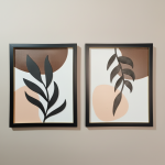 Modern Abstract Leaf Wall Art Frames | Minimalist Botanical Wall Decor Set of 2