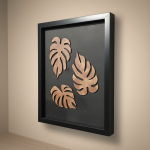 Luxury 3D Monstera Leaf Wall Art Frame | Modern Tropical Wooden Wall Decor