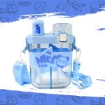 2in1 Dual Compartment Water Bottle with Straw & Adjustable Shoulder Straps (1 Pc/Multi color)