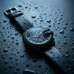 Bold Black Multi-Dial Chronograph Style Analog Wrist Watch with Protective Crown Guard & Leather Strap for Men