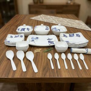 Ceramic Dinner Set with Serving Bowls, Plates & Spoons 40 Pc