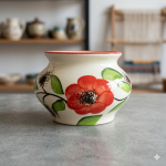 Hand-Painted Floral Artisan Ceramic Jar