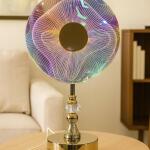 Luxury Crystal Base LED Table Lamp with Colorful Acrylic Disc Shade
