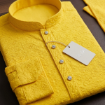 Men's Premium Sunshine Yellow Geometric Embroidered Kurta